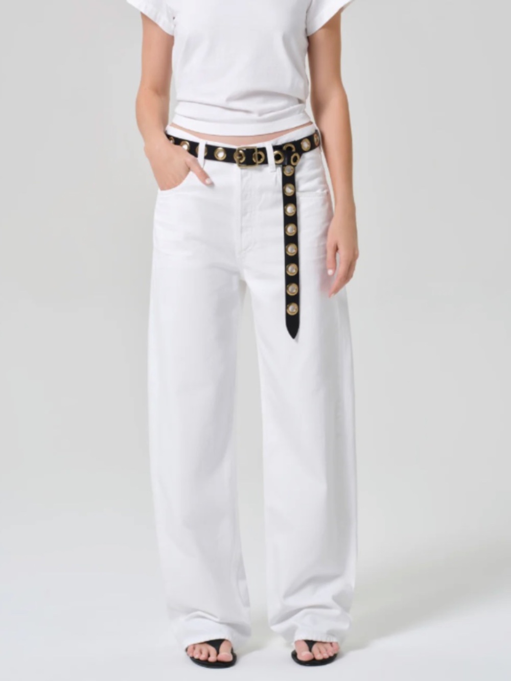Citizens Of Humanity Wide Leg Baggy Jeans, White / Cream. Ayla Baggy
